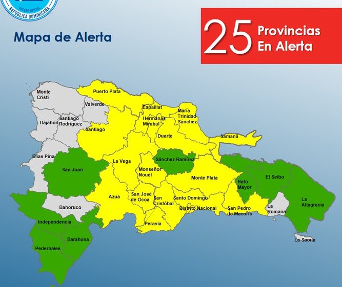Coe Mantiene 25 Provincias En Alerta; Prevé Reducción Gradual De Las Lluvias